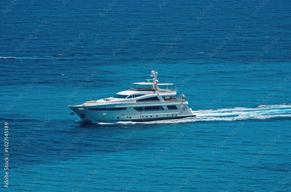 Luxury Yacht Sailing on Crystal Blue Waters Luxury Yacht Sailing on Crystal Blue Waters