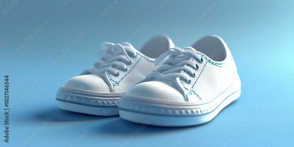 White Shoes on Blue Surface White Shoes on Blue Surface