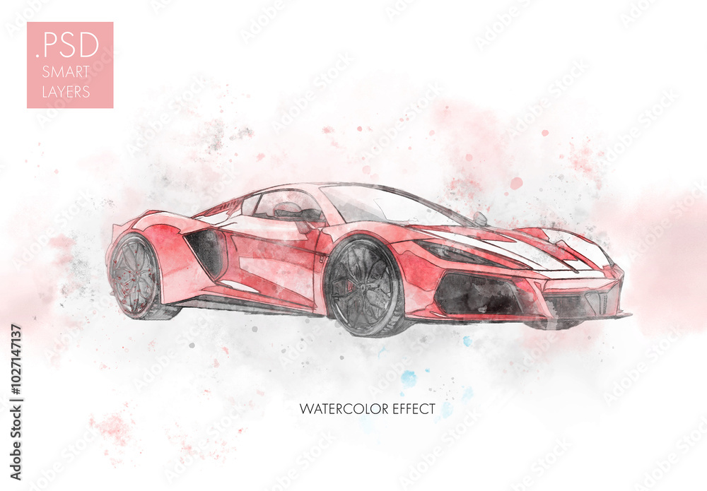 Modelo de Water color paint effect with generative ai example image do Stock Adobe Stock