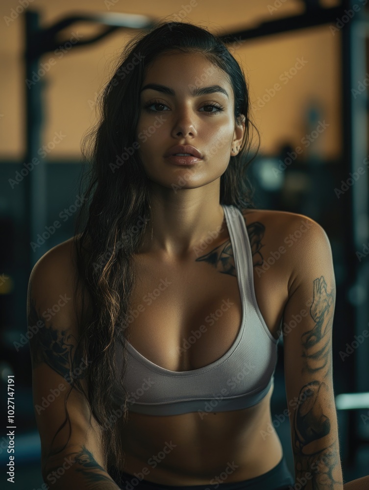 Woman in sports bra pose Woman in sports bra pose