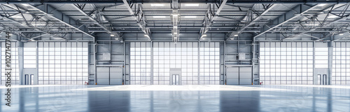 Spacious Empty Industrial Warehouse Interior