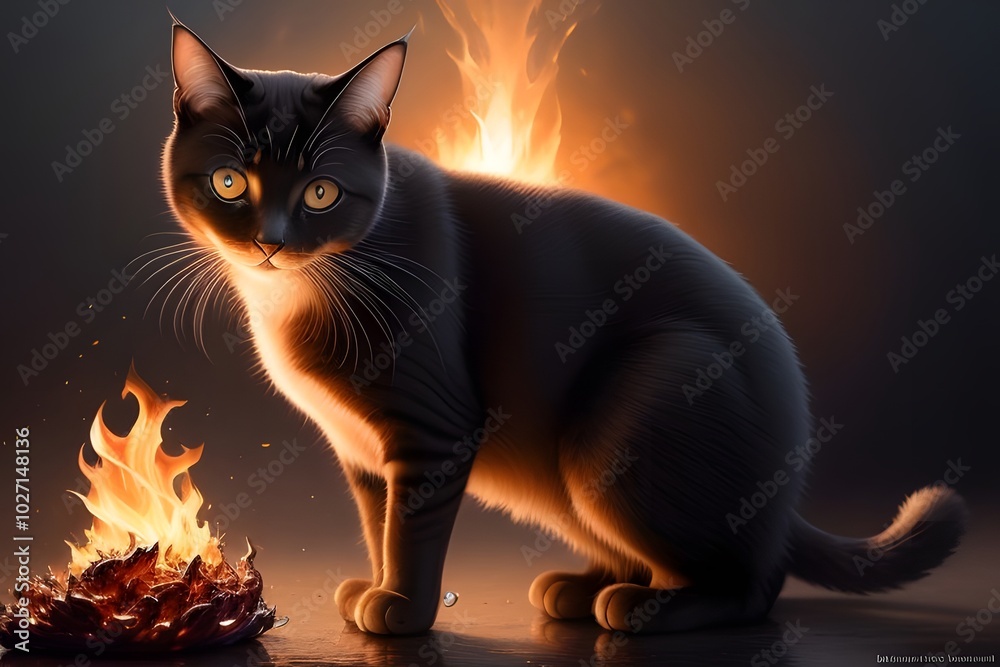 ia generated. cat in the night ia generated. cat in the night
