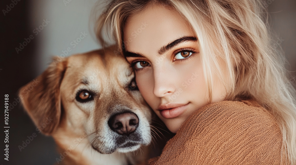 portrait of a sensual woman with a dog portrait of a sensual woman with a dog