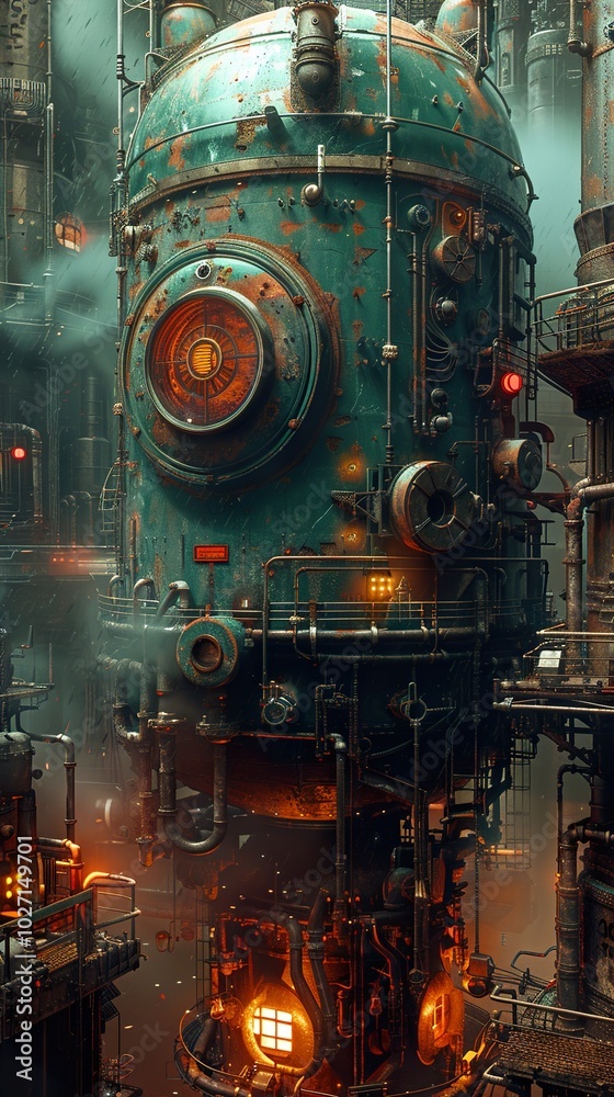 Steampunk Industrial Machine - Futuristic Factory Steampunk Industrial Machine - Futuristic Factory