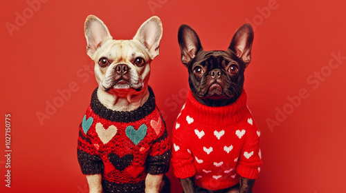 french bulldog valntines day party style photo