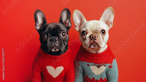 french bulldog valntines day style photo