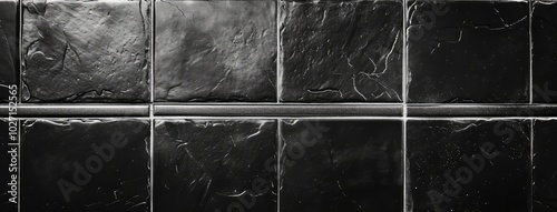 Elegant Black Marble Subway Tile Texture
