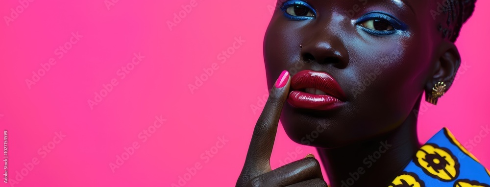 Striking African Woman with Bold Makeup Striking African Woman with Bold Makeup