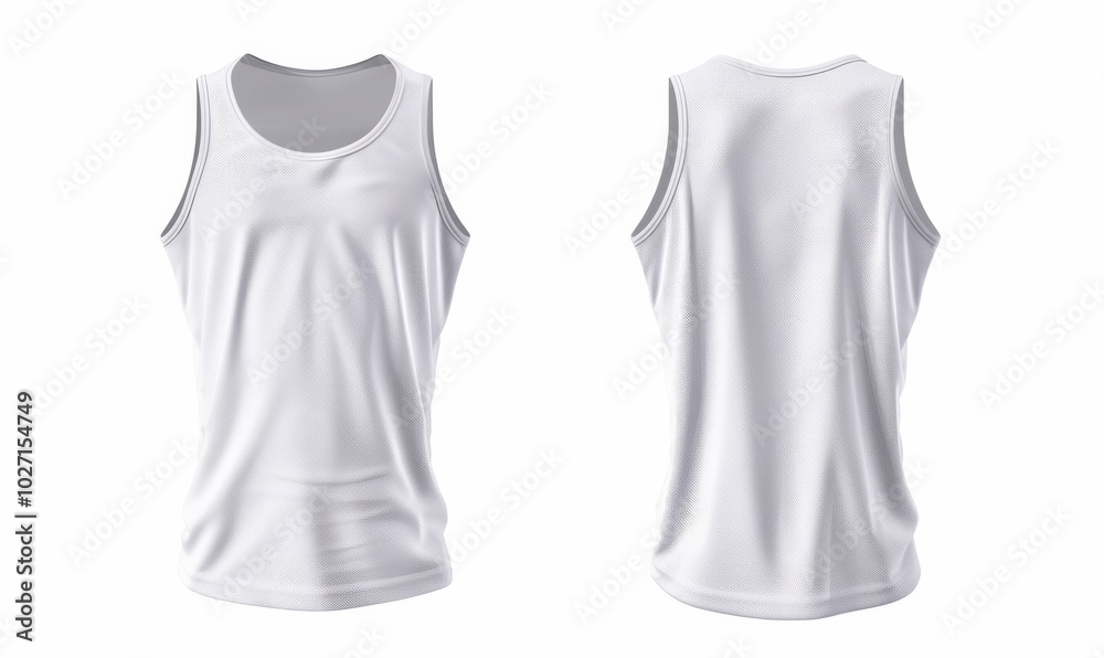 Blank white male tank top, template for your design mockup. Front and back view. Blank white male tank top, template for your design mockup. Front and back view.