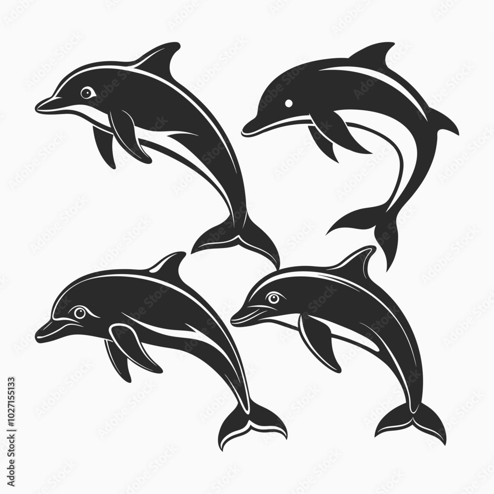Obraz premium dolphin silhouette vector, dolphin vector silhouette illustration