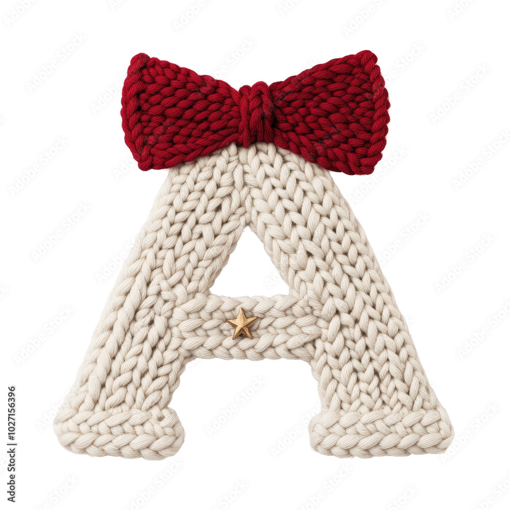 A Christmas alphabet letter, knitted from yarn A Christmas alphabet letter, knitted from yarn