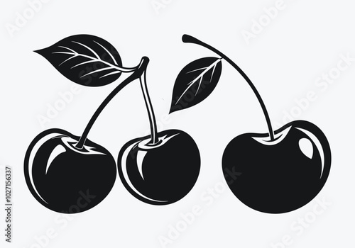 cherry silhouette vector, cherry fruit vector silhouette