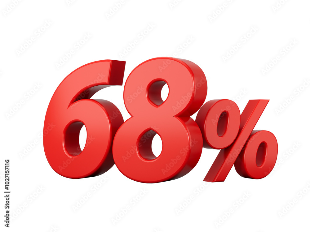 3d Red 68% Sixty Eight Percent Sign on White Background 3d illustration
3d Red 68% Sixty Eight Percent Sign on White Background 3d illustration