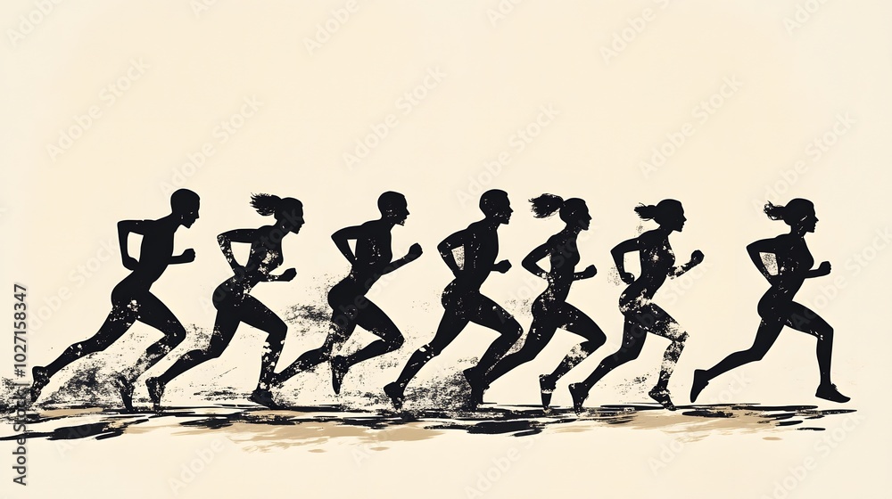 Silhouettes of Runners in Motion Silhouettes of Runners in Motion