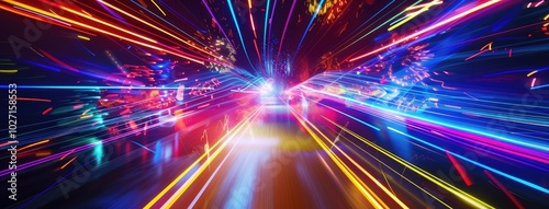 Abstract High-Speed Light Trails on Dark Background