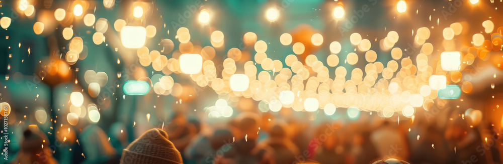 Enchanting Sparkles Above Festive Crowd Scene