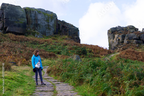 Looking at the view of Ilkley Moor, Ilkley.