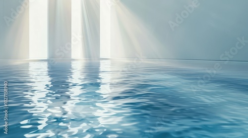 Serene Indoor Pool with Sunlight Reflecting on Water