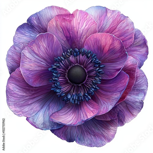 Stunning Anemone Flower Illustration in Vibrant Colors