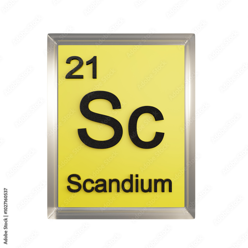 Scandium front - Periodic Table Element, Scientific and Educational Use, Transparent and Translucent Design, 3D Render Scandium front - Periodic Table Element, Scientific and Educational Use, Transparent and Translucent Design, 3D Render