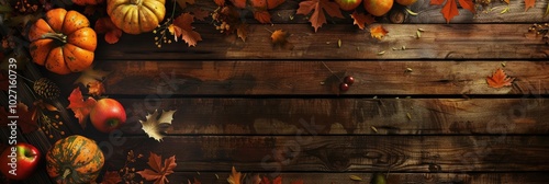 Wallpaper Mural Autumn Harvest and Foliage on Wooden Table Torontodigital.ca