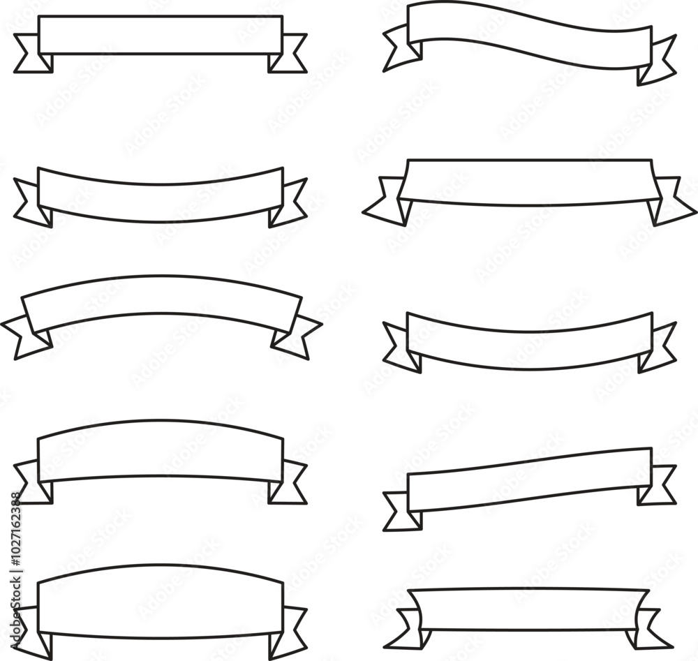 Black and White Ribbons Monochrome Design for Graphics and Decorations Black and White Ribbons Monochrome Design for Graphics and Decorations
