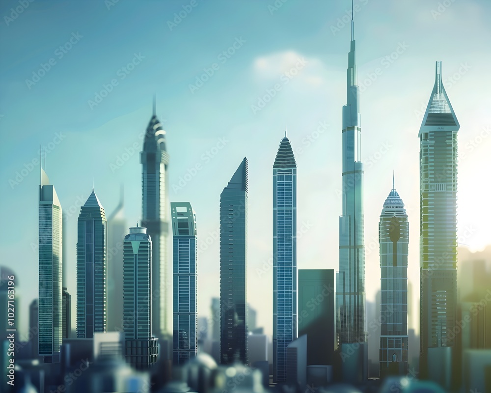 Fototapeta premium Skyscraper Financial Bar Chart Symbolizing Growth in the Business World
