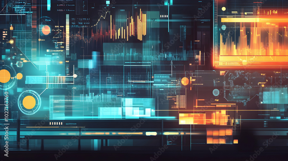 Fototapeta premium Data analysis processing featuring big data computing and information flow in a digital science lab setting illustration -