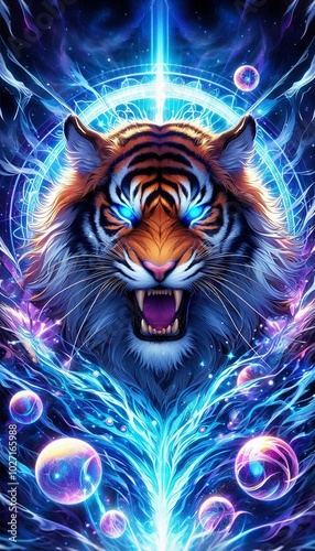 Anime style tiger animal digital art image