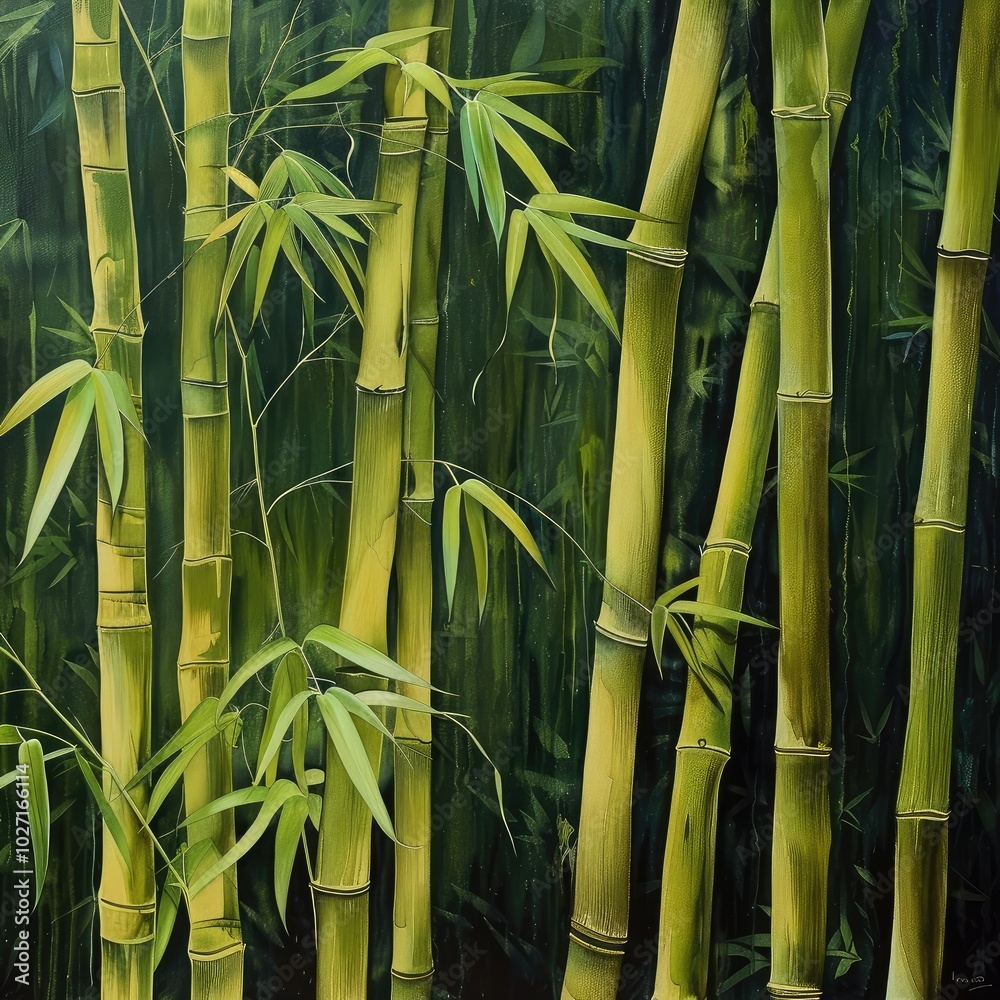 Obraz premium Serene Green Bamboo Forest Landscape