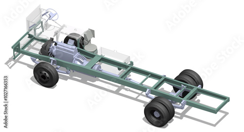bus chassis frame 3D illustration