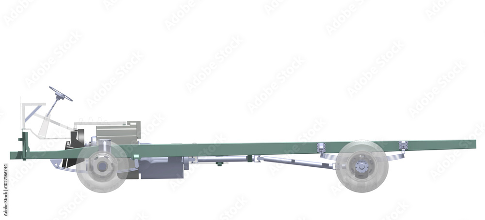 bus chassis frame 3D illustration bus chassis frame 3D illustration