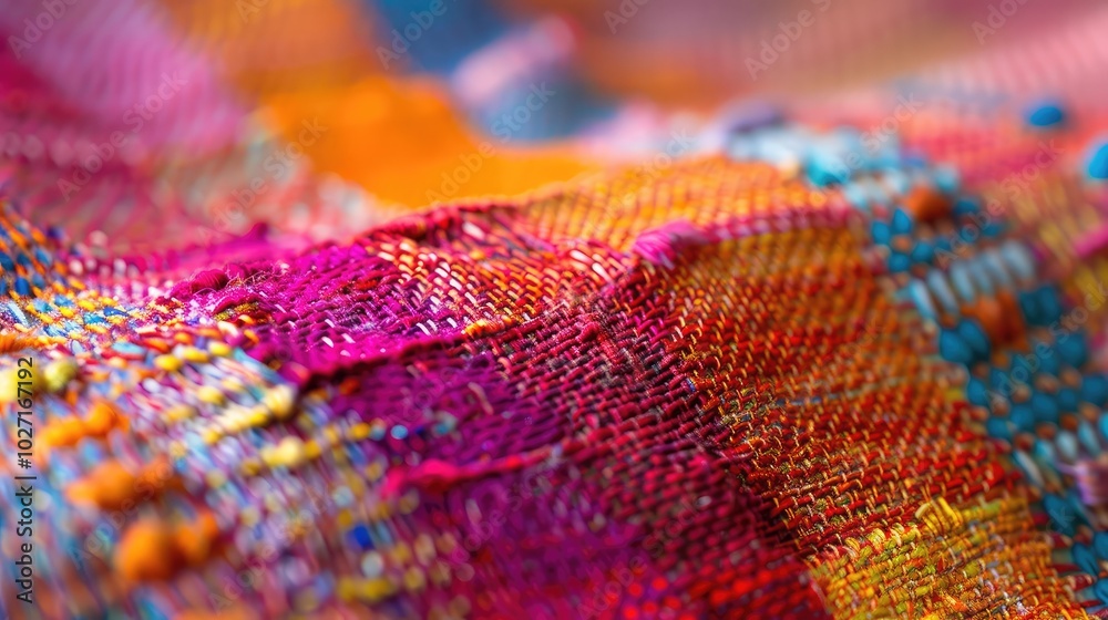 Vivid Handmade Textile Close-Up Vivid Handmade Textile Close-Up