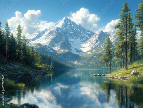 Serene Mountain Lake with Stunning Reflections