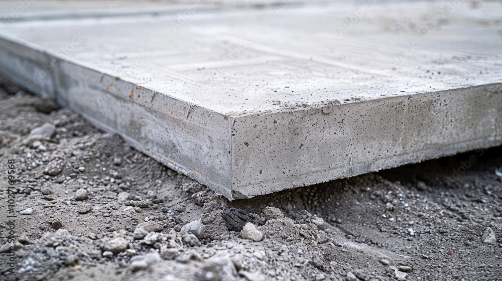 Close-Up of Concrete Slab on Construction Site Close-Up of Concrete Slab on Construction Site