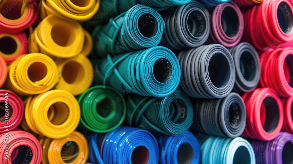 Vibrant Rolled Yoga Mats Display Vibrant Rolled Yoga Mats Display