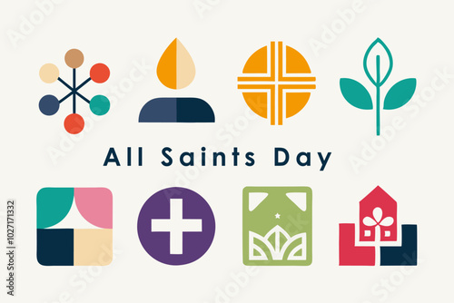 Abstract minimalist icons for all saints day celebration and design