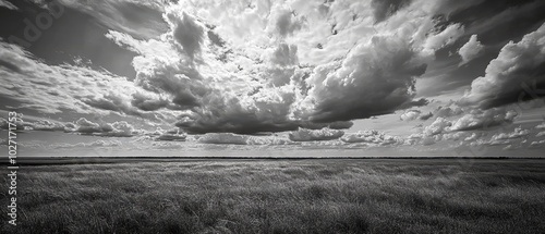 Expansive prairies and dramatic cloudscapes in the heartland of America photo