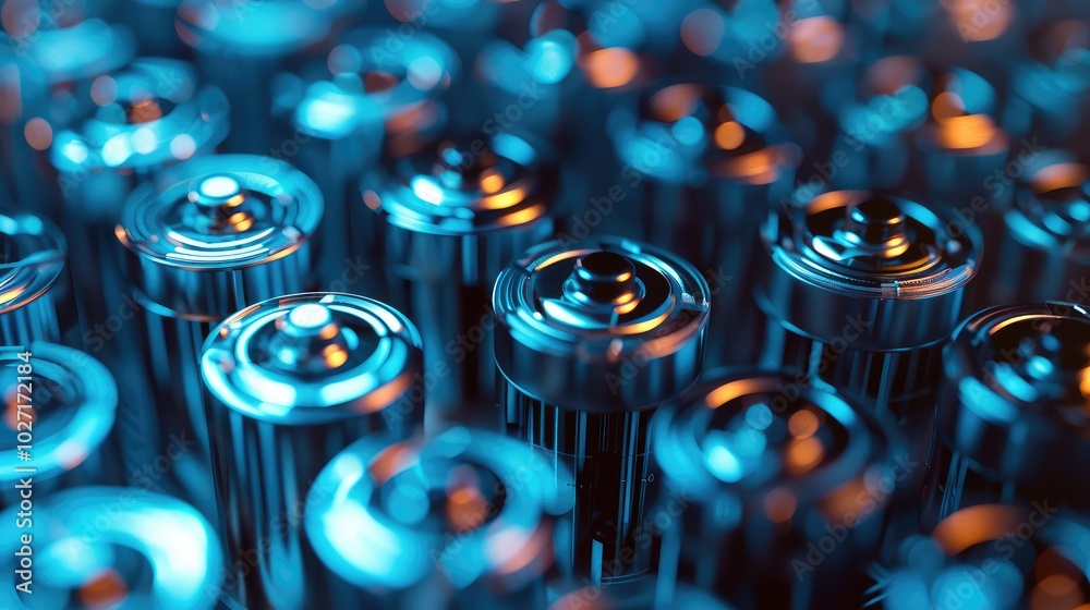 Close-Up of Cylindrical Batteries in Rows Close-Up of Cylindrical Batteries in Rows