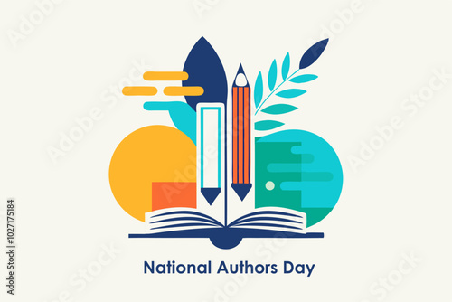 Creative celebration of national authors day with abstract minimalist design for events and promotions