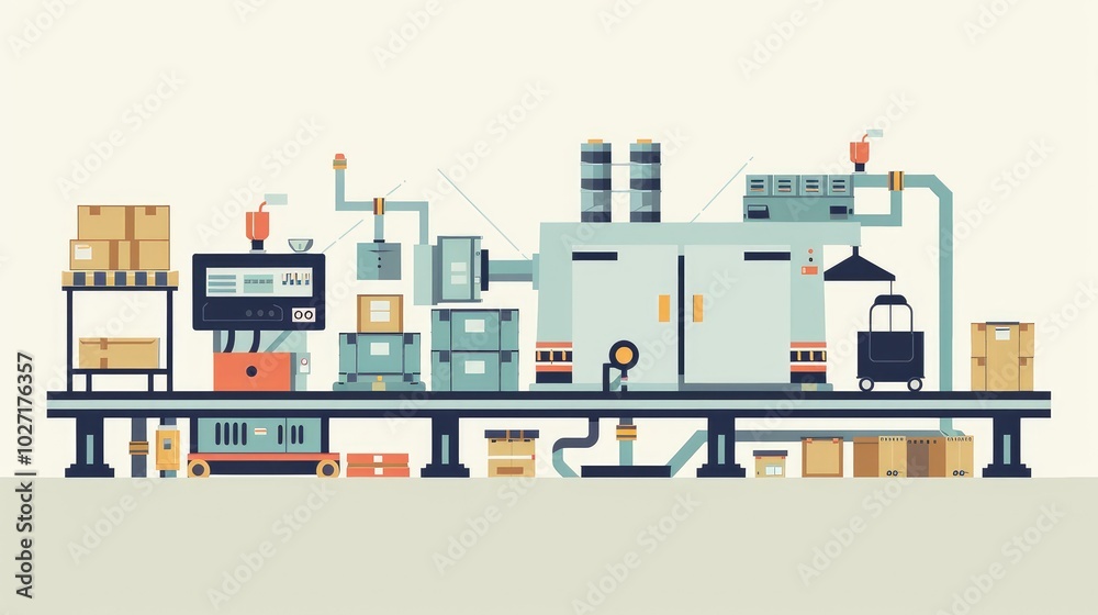 Modern Industrial Assembly Line Workflow Modern Industrial Assembly Line Workflow
