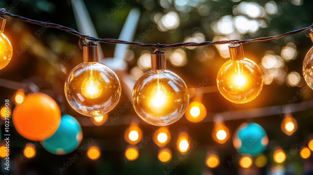 Charming String Lights Illuminate a Warm Evening Atmosphere Charming String Lights Illuminate a Warm Evening Atmosphere