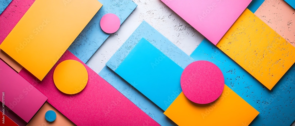 Vibrant and playful abstract geometric birthday invitation, featuring layered shapes and a mix of colors, perfect for a fun and lively celebration Vibrant and playful abstract geometric birthday invitation, featuring layered shapes and a mix of colors, perfect for a fun and lively celebration