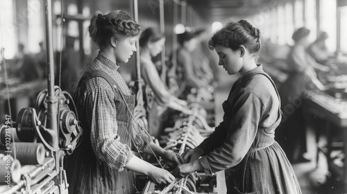 Obraz na płótnie Women Working in Historic Factory w salonie