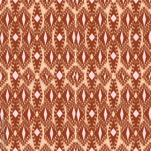 Ikat ethnic tribal ,handmade native pattern motif. Ethnic ikat abstract background art.Ikat geometric  ethnic oriental seamless pattern.Design for fabric pattern , textile ,printing and other project.