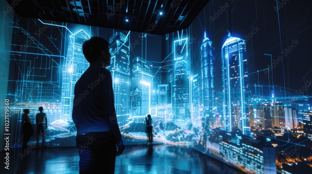 Interactive Future City Display with Digital Overlay Interactive Future City Display with Digital Overlay