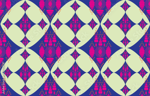 Ikat ethnic tribal ,handmade native pattern motif. Ethnic ikat abstract background art.Ikat geometric  ethnic oriental seamless pattern.Design for fabric pattern , textile ,printing and other project.