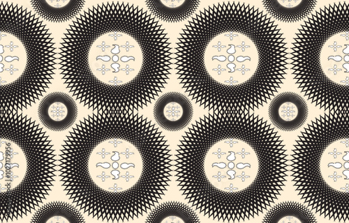 Ikat ethnic tribal ,handmade native pattern motif. Ethnic ikat abstract background art.Ikat geometric  ethnic oriental seamless pattern.Design for fabric pattern , textile ,printing and other project.