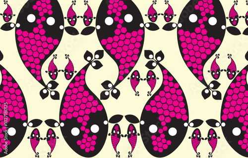 Ikat ethnic tribal ,handmade native pattern motif. Ethnic ikat abstract background art.Ikat geometric  ethnic oriental seamless pattern.Design for fabric pattern , textile ,printing and other project.