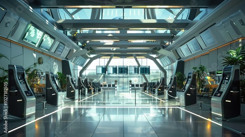 Sleek Futuristic Airport Terminal Interior